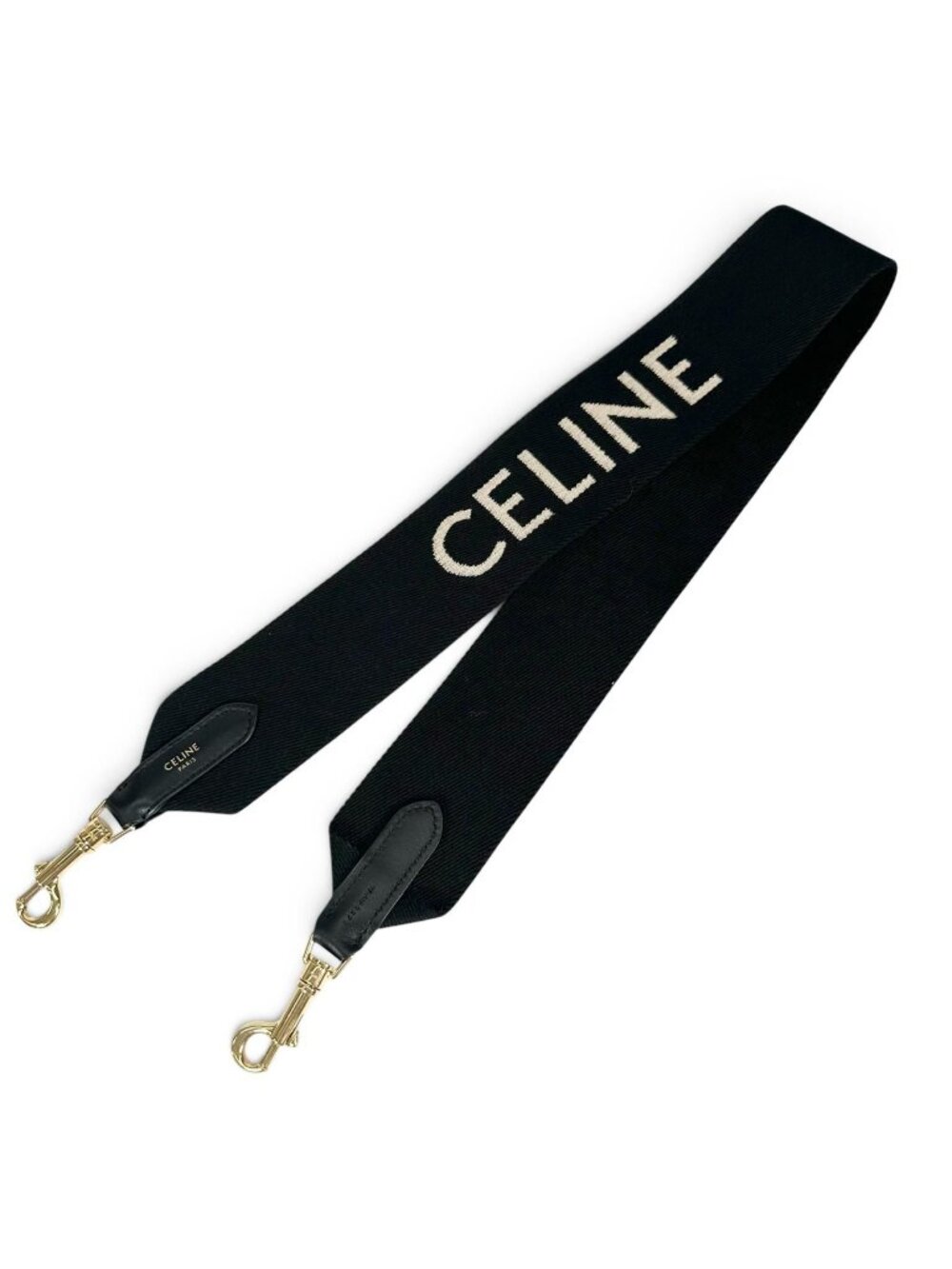 Celine Jacquard Short Strap Shoulder Black Gold